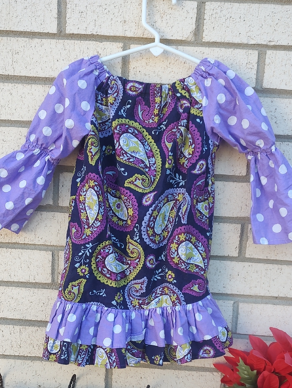 Purple Paisley Off-Shoulder Tunic Top - Picture 8 of 9